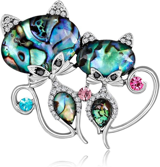 LuvQaze Animal Brooch for Women Men Zirconia Rhinestone Abalone Shell Animal Lapel Pin Christmas Birthday Holiday Gift for Wife Mother Girlfriend Daughter