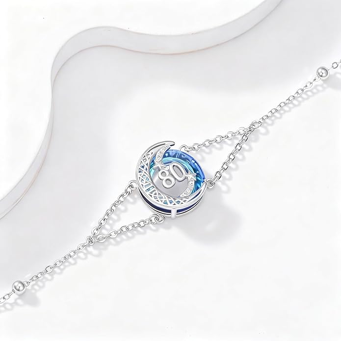 JUSTKIDSTOY Birthday Gifts Bracelet for Women Girls 925 Sterling Silver Celtic Moon Star Bracelets with Blue Crystal Pendant Jewelry for Sister Friends