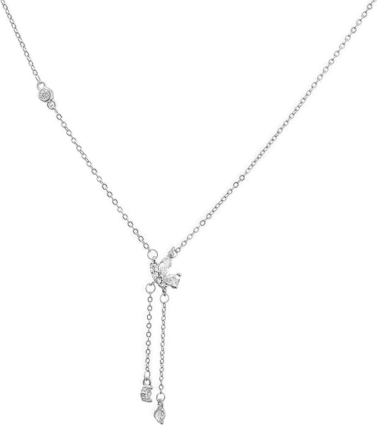 Irregular Y2k Long Y-shaped Necklace with Zircon Inlaid Sparkling Brick Tassel Pendant Double-Layer Chain High-end Fashion Accessory Women's