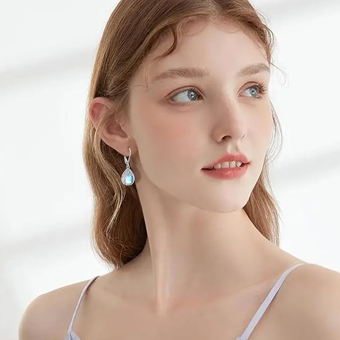 Tree of life Dangle Earrings Sterling Silver Moonstone/Turquoise/Malachite Earrings for Women Filigree Leverback Earrings Jewelry Gifts