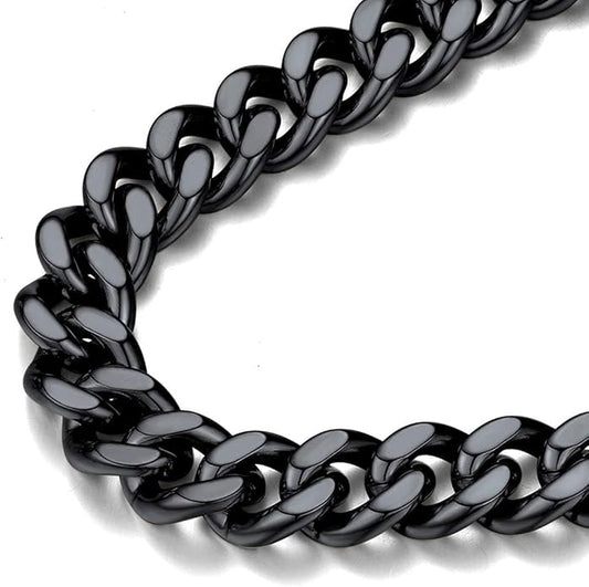 FindChic Men Curb Chain Necklace 18K Gold Plated/Stainless Steel/Black Chunky Double Tight Cuban Link Hip Hop Neck Chains for Men Boys 3.5MM/5MM/6MM/7MM/9MM/12MM 14''-30'' 8 Length Options (Send Gift Box)