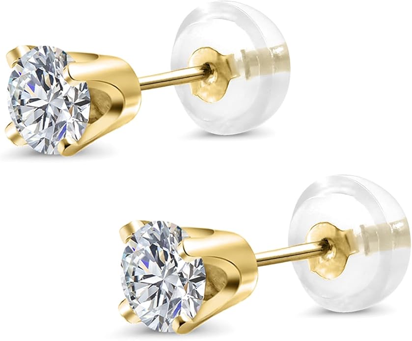 Gem Stone King 0.20 to 6 Cttw 14K Gold Lab Grown Diamond Stud Earrings | Gold Earrings For Women Men | E-F Color | VS1-VS2 Clarity