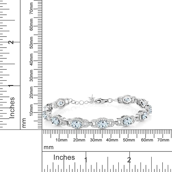 Gem Stone King 7-14 Cttw Oval Gemstone Birthstone Tennis Bracelet For Women | 925 Sterling Silver | Oval 6X4MM | 7 Inch With 1 Inch Extender | Fine Jewelry Gifts for Her Mom Women Wife