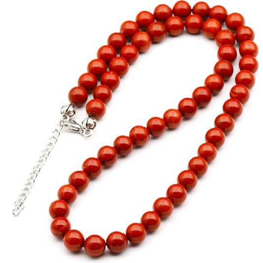 Natural Red Jasper Beaded Choker, Genuine Red Crystal Necklace, Fancy Gemstone Choker, 8mm Beads, Unique Fashion Jewelry, Healing Crystal Chakra Necklace, Durable Stone Necklace, Aries Necklace