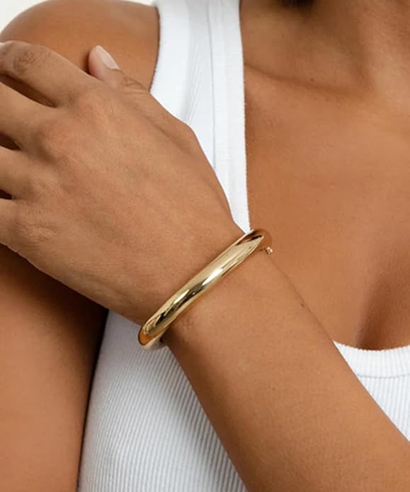 SOFYBJA 18k Gold Plated Personalized Chunky Cuban Oval Link Chain Bracelets for Men Toggle Rope Bracelet Jewelry for Women