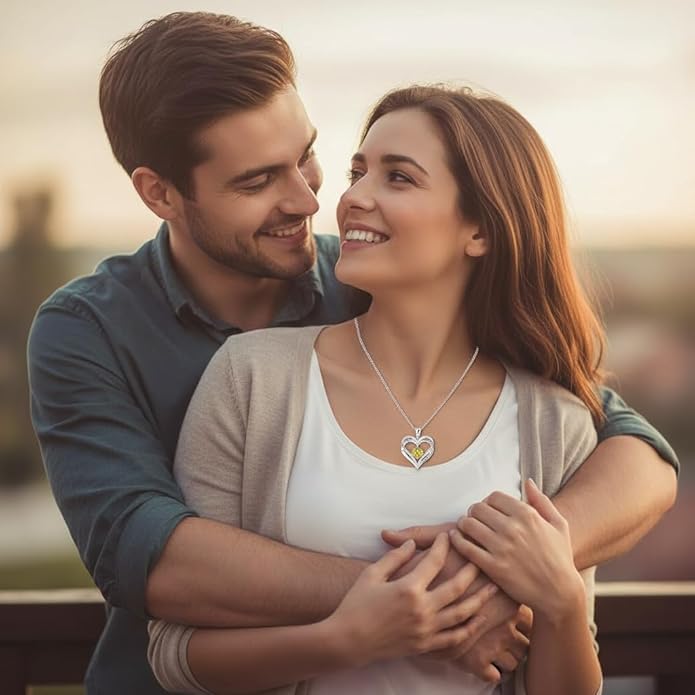 Birthstone Heart Necklace for Women Wife Girlfriend Mom Daughter Gifts S925 Silver Jewelry For Anniversary Rose Gold Gifts For Birthday Christmas Mothers Valentines Day