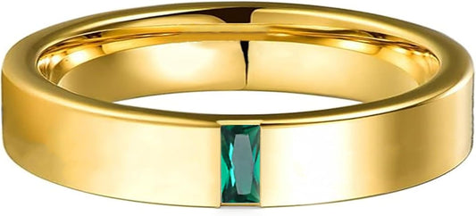 JSJOY Gold Rings that Don't Tarnish Mens Wedding Band Promise Rings Emerald Cut Engagement Ring Wedding Gifts for Newlyweds Husband Birthday Gifts for Men Him Boyfriend