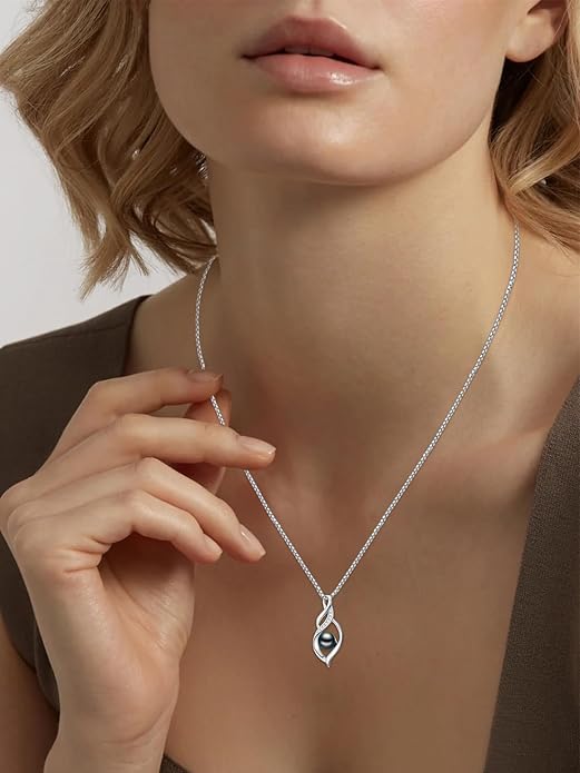 KANNSOAR Tahitian Black Pearl AAAA 18K Gold Plated Sterling Silver Pendant Necklace for Women Wife Mom Girlfriend Valentine Her Jewelry Gift for Anniversary Birthday Christmas