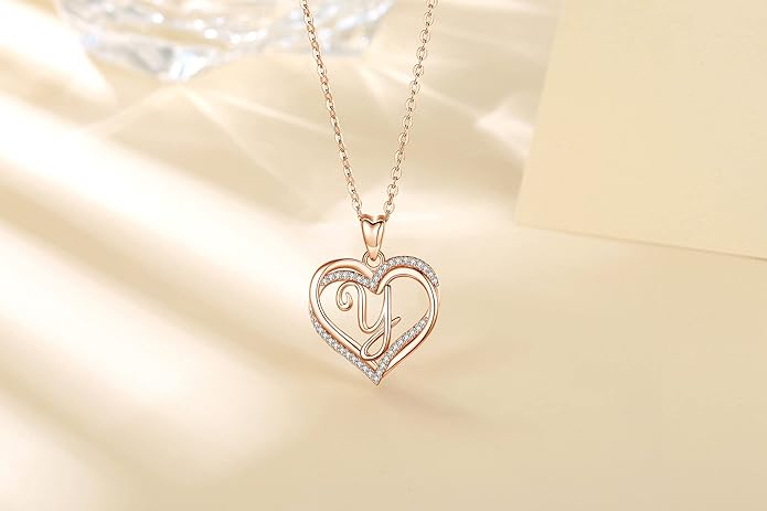 INFUSEU Unique Initial Necklaces for Women Girls Small Heart Letter Jewelry, Meaningful Personalized Gifts