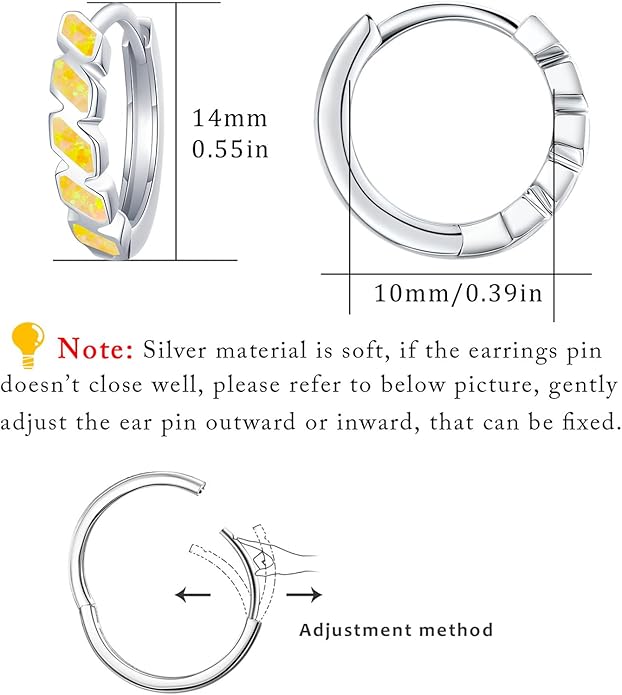 Small Hoop Earrings for Women 925 Sterling Silver Huggie Hoop Opal Earrings Hypoallergenic Earring Jewelry Gifts