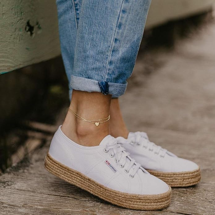 Ursteel Ankle Bracelets for Women, 14K Gold Plated Dainty Layered Heart Initial Anklets for Women Gifts