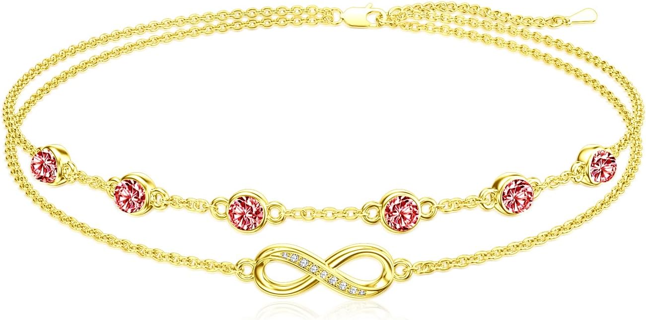 Dorunmo Anklet Bracelets For Women 925 Sterling Silver Birthstone/Infinity/Butterfly/Evil Eye/Turtle/Pineapple/Starfish/Heart Anklets Bracelets Jewelry Gifts for Women