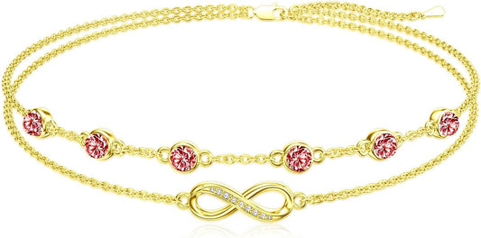 Dorunmo Anklet Bracelets For Women 925 Sterling Silver Birthstone/Infinity/Butterfly/Evil Eye/Turtle/Pineapple/Starfish/Heart Anklets Bracelets Jewelry Gifts for Women