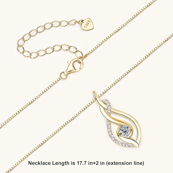 Moissanite Infinity Pendant Necklace for Women 925 Sterling Silver Love Necklace Birthday Dainty Infinity Knot Necklace Mom Wife Girlfriend Gift