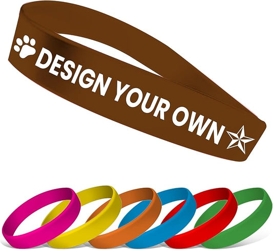 USMG Custom One Color Print Rubber Bracelets Silicone Wristbands - Add a Message - Personalized for Motivation, Events, Support, Fundraisers