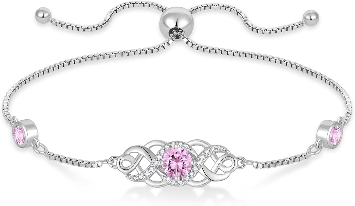 Infinity Celtic Knot Bracelet 925 Sterling Silver Birthstone Bracelet Irish Jewelry for Women