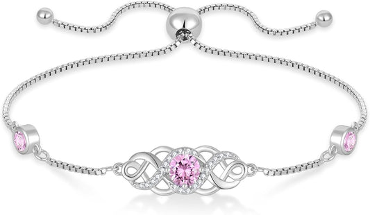 Infinity Celtic Knot Bracelet 925 Sterling Silver Birthstone Bracelet Irish Jewelry for Women