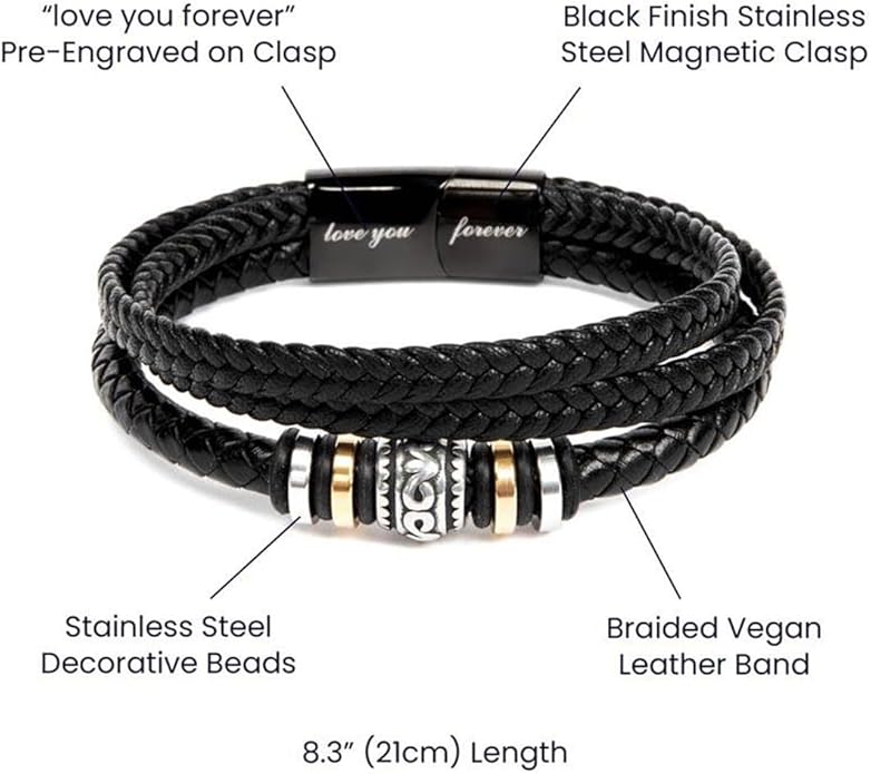 To My Son Bracelet from Dad with Heartfelt Message, Bracelets For Men, Birthday Gift for Son from Mom and Dad, Graduation Christmas Gifts for Him