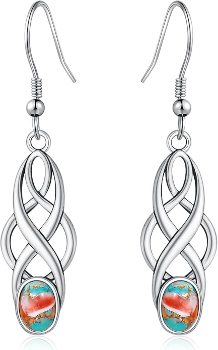 Turquoise Earrings Sterling Silver Lightweight Celtic Dangle Earrings Celtic Jewelry for Women