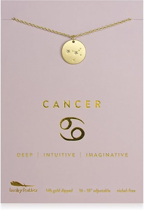Lucky Feather Zodiac necklaces for women | Scorpio 14K Gold-Plated Astrology Pendant for Girls | Horoscope Sign Zodiac gift | Great Christmas Stocking Stuffer | Trendy Birthday Jewelry Gift | 16” - 18”