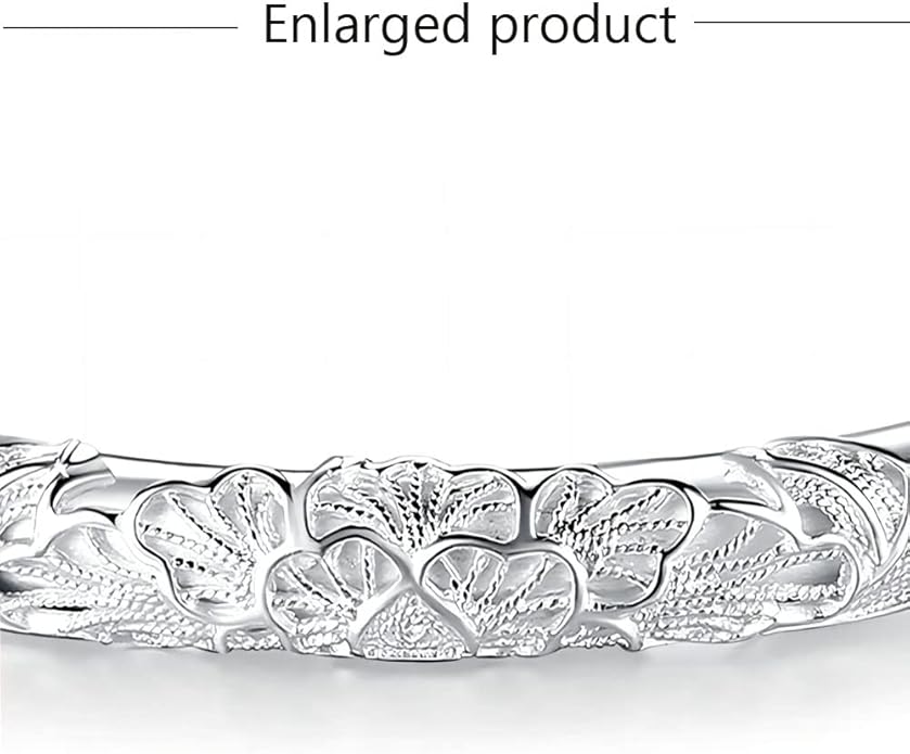 S925 Silver Bangle Bracelet for Women, Elegant Women‘s Sterling Silver Bracelet Bangle Adjustable 6.4-7.8 inches Small Size