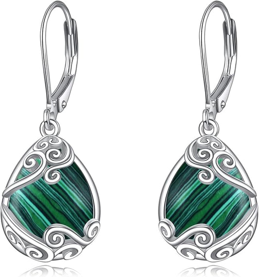 Moonstone Filigree Drop Dangle Teardrop Earrings 925 Sterling Silver Moonstone Leverback Earrings for Women Jewelry Gifts
