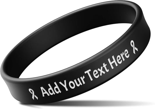 Custom Rubber Bracelets with Text Logo Clipart Customizable Bracelet Personalized 1/2 Inch Silicone Wristbands for Awareness, Events, Support, Promotions