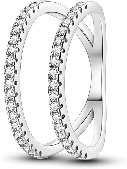 NARMO 925 Sterling Silver Rings for Women Evil Eyes Rings Entwined Line Cubic Zirconia Rings Simple Stackable Finger Rings Engagement Ring Personality Rings Size 6-9