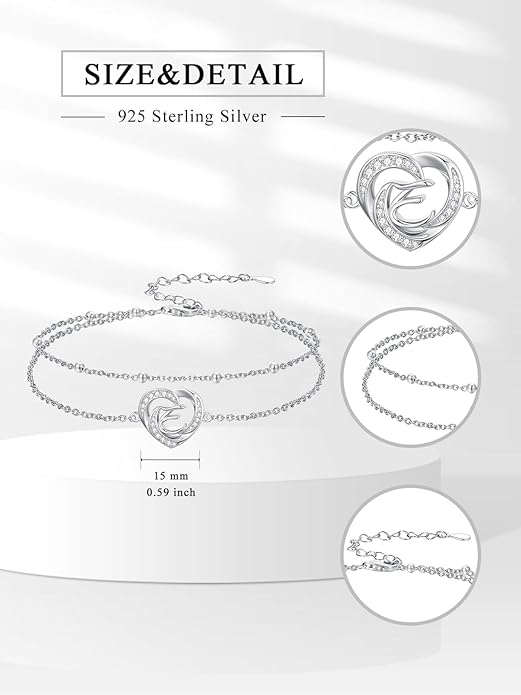 Dorunmo Initial Anklet 925 Sterling Silver Letter A-Z Layered Heart Anklet Beach Jewelry Birthday Gifts for Women