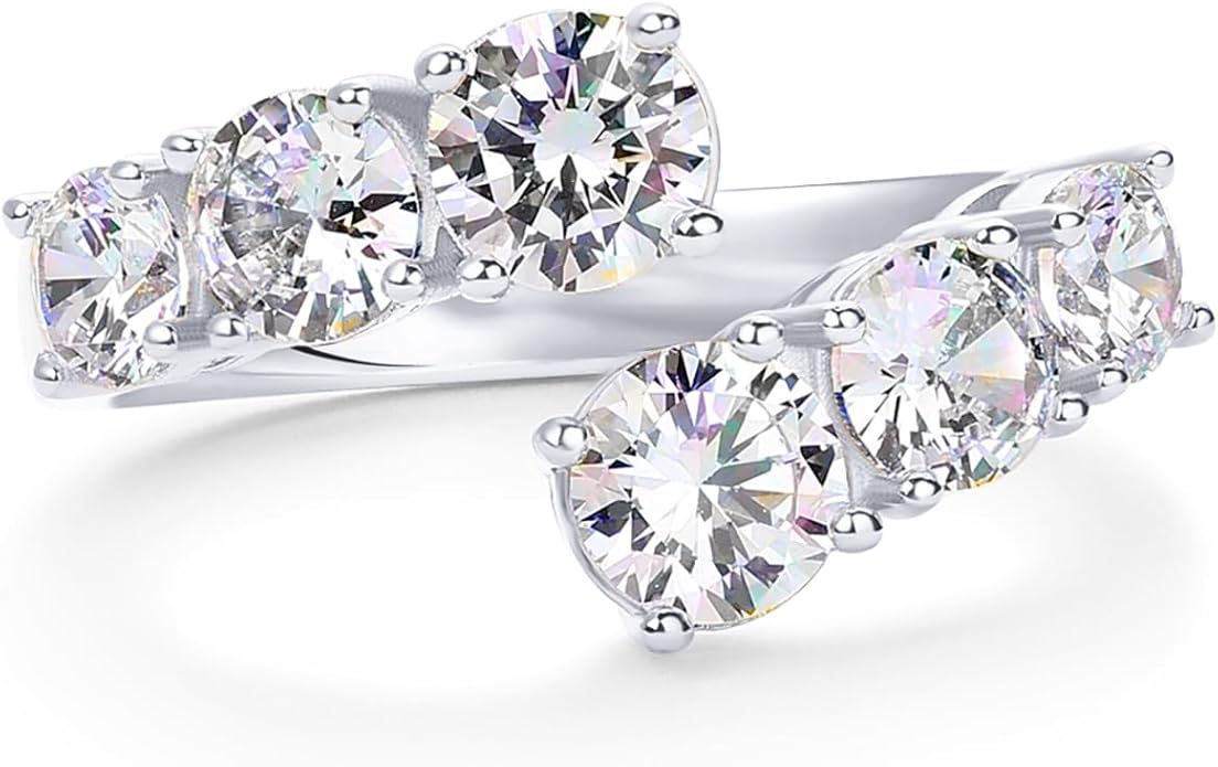 PAVOI 14K Gold Plated Cubic Zirconia Crossover Chunky Eternity Ring for Women | Open Twist Stackable Bands | CZ Statement Rings