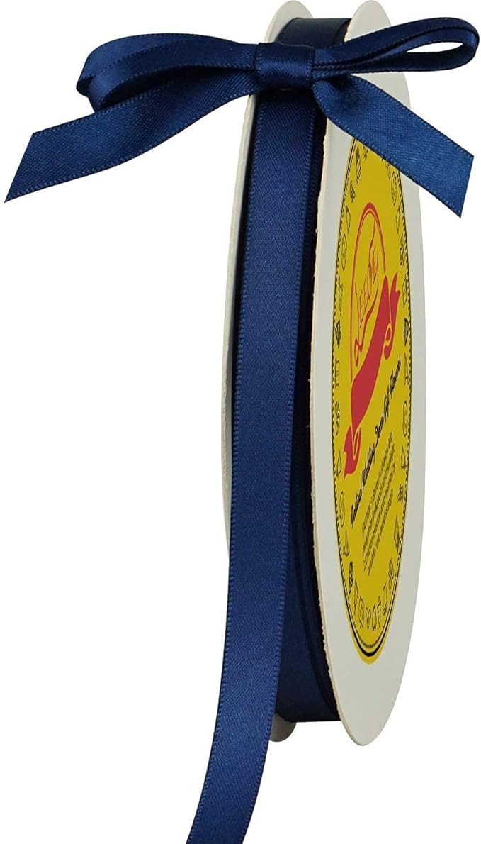 LEEQE Double Face Navy Blue Satin Ribbon 3/8 inch X 50 Yards Polyester Navy Blue Ribbon for Gift Wrapping Very Suitable for Weddings Party Invitation Decorations and More