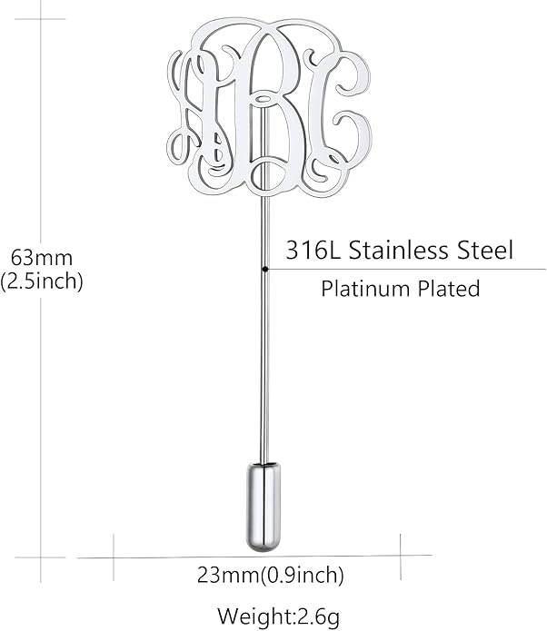 Custom4U Custom Name Pin Personalized Brooch Pins for Women Men Stainless Steel Name Tag with Letters/Initials - Silver/Gold/RoseGold/Black Customized Jewelry Gifts for Birthday Wedding Business Party