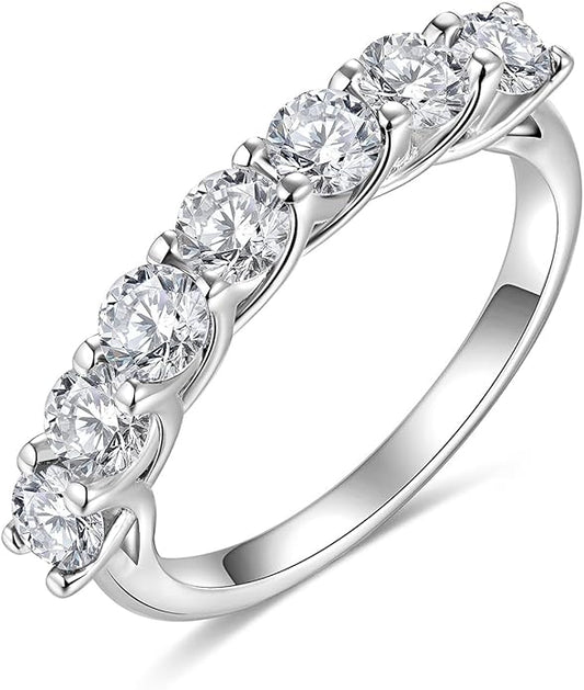 D Color VVS1 Clarity Moissanite and Sapphire/Ruby/Emerald Rings for Women, Solid 925 Sterling Silver, Anniversary Birthday Mothers Day Jewelry Gift, Stackable Wedding Ring, Size 4-11