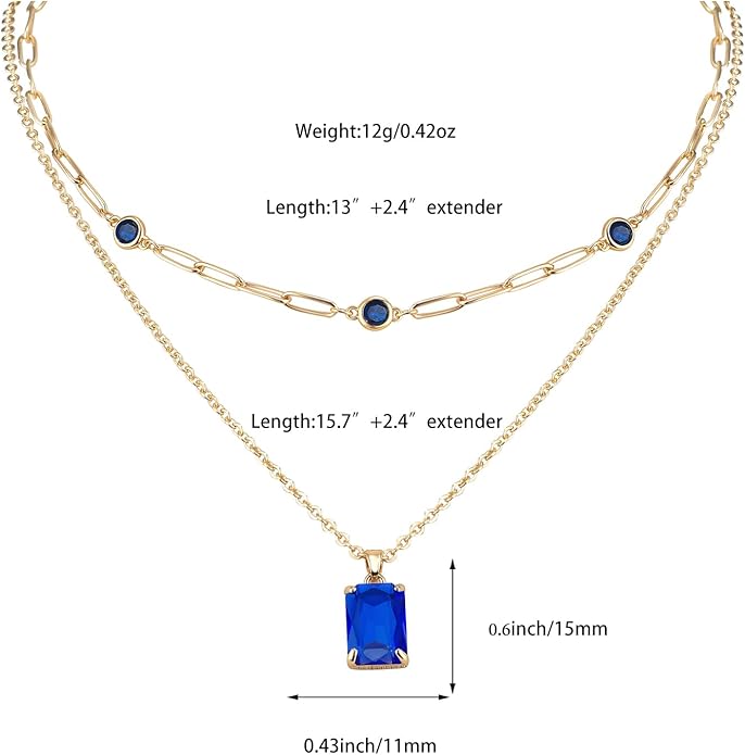 Gold Layered Pendant Necklaces for Women 14k Gold Plated Crystal Choker Necklace Paperclip Rhinestone Necklace Party Prom Jewelry