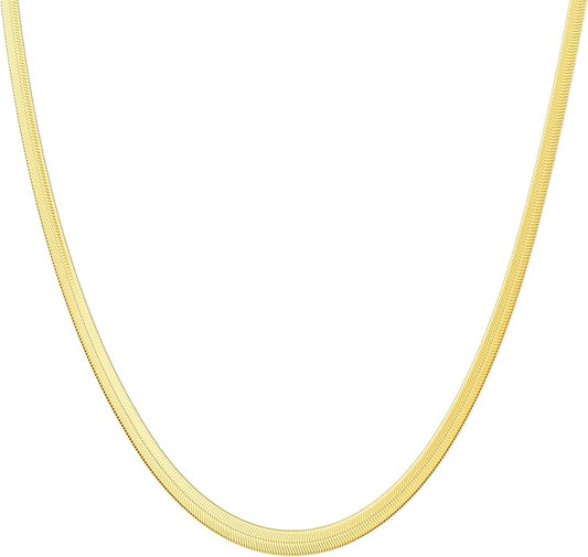 DEARMAY 14K Gold Plated Necklaces for Women, Dainty Gold Herringbone Choker Necklace Thin Layered Snake Chain Jewelry for Gifts