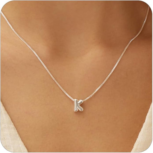 Bubble Gold Letter Necklace for Women, 14k Gold Plated Balloon Initial Necklace, Dainty Gold Necklace for Women, Personalized Bubble Pendant Name Necklace, Fashion Accessories Trendy Jewelry