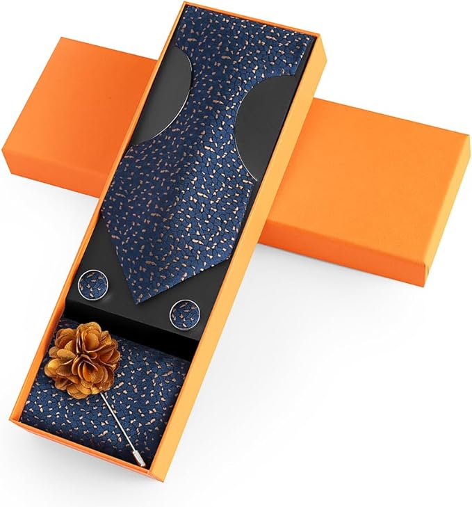 joy alice Ties Set Men Mixed Color Necktie Handkerchief Cufflinks Brooch 3.15 Formal