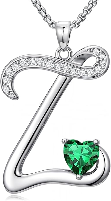 Christmas Gifts for Women Alphabet A to Z Initial Birthstone Pendant Necklaces for Women - 18k White Gold Plated Personalized Name Jewelry Valentine Mothers Day Birthday Gifts for Women Her Girlfriend