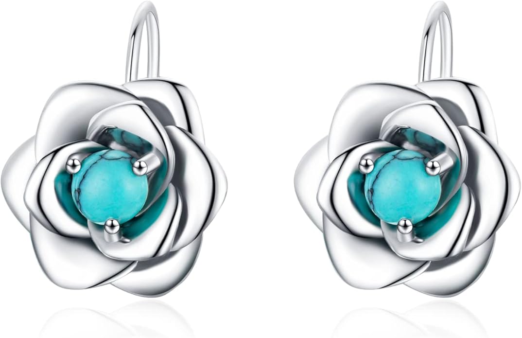 BDL Genuine Turquoise Jewelry for Women, Sterling Silver Earrings and Necklaces for Women, Leverback Dangle Drop Earrings Jewelry…