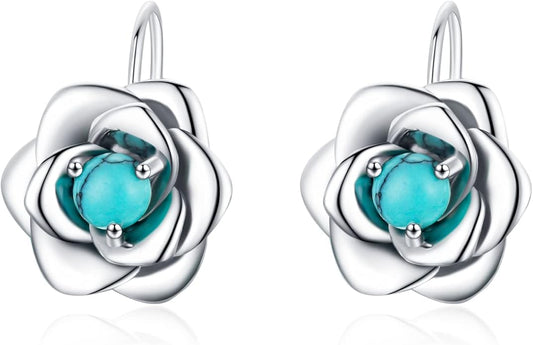 BDL Genuine Turquoise Jewelry for Women, Sterling Silver Earrings and Necklaces for Women, Leverback Dangle Drop Earrings Jewelry…