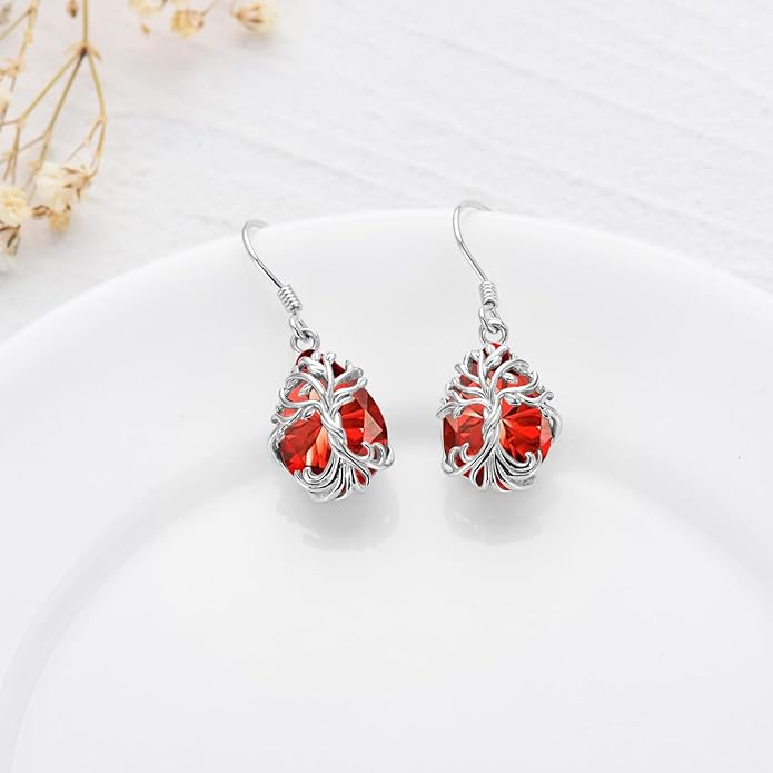 TOUPOP Tree of Life Earrings 925 Sterling Silver Family Tree Dangle Drop Earrings Crystal Jewelry Birthday Christmas Gifts for Women Her