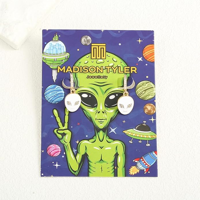 Madison Tyler 80s 90s Earrings for Women | Fun UFO Alien Earrings Space Earrings for Women