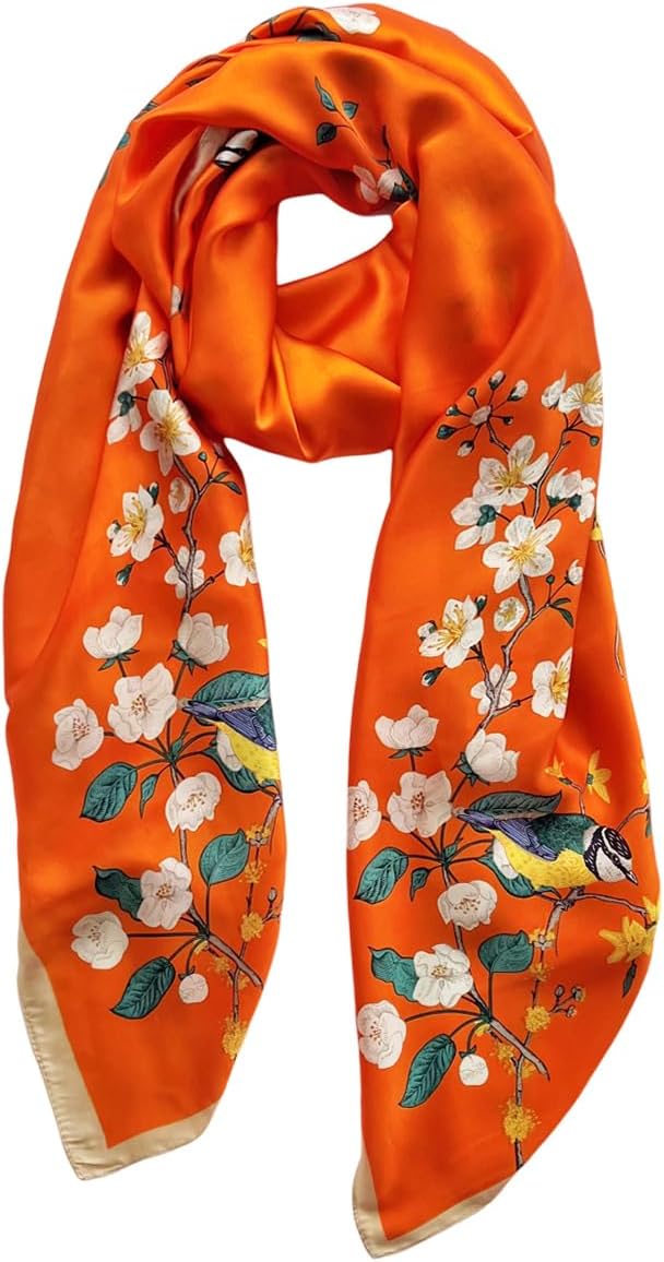 Long Silk Like Scarf Lightweight Satin Scarves Large Sunscreen Shawl Wrap for Women