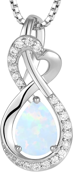 Infinity Necklace Birthstone Pendant 925 Sterling Silver Jewelry for Women