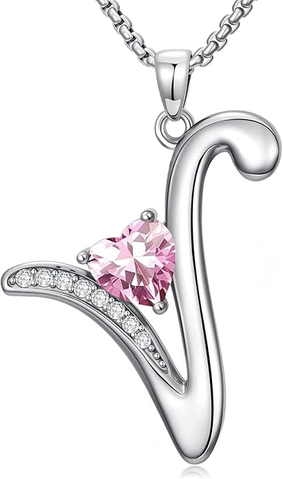 Christmas Gifts for Women Alphabet A to Z Initial Birthstone Pendant Necklaces for Women - 18k White Gold Plated Personalized Name Jewelry Valentine Mothers Day Birthday Gifts for Women Her Girlfriend