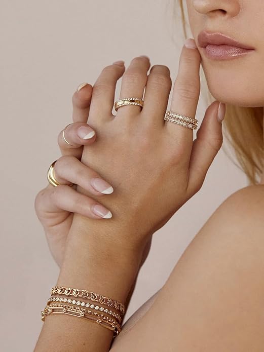 SOFYBJA 18k Gold Plated Personalized Chunky Cuban Oval Link Chain Bracelets for Men Toggle Rope Bracelet Jewelry for Women
