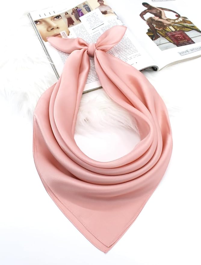 ANDANTINO 100% Mulberry Silk Square Scarf for Hair-25.6" X25.6'' Women Men Natural Silk Neckerchief Digital Printed Headscarf