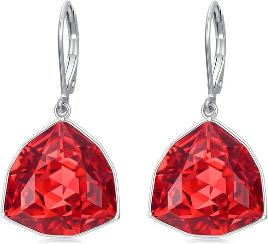 TOUPOP Leverback Earrings for Women Sterling Silver Simple Geometric Birthstone Dangle Drop Earrings Jewelry Christmas Valentine Mothers Day Birthday Gifts for Women Her Wife