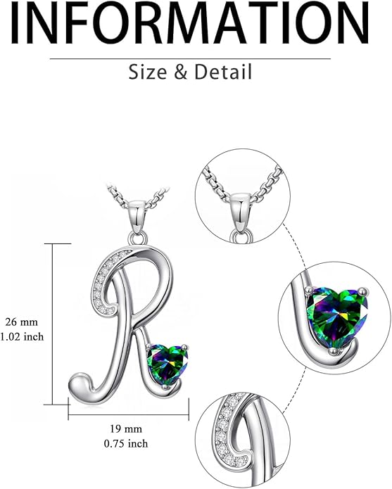 Christmas Gifts for Women Alphabet A to Z Initial Birthstone Pendant Necklaces for Women - 18k White Gold Plated Personalized Name Jewelry Valentine Mothers Day Birthday Gifts for Women Her Girlfriend