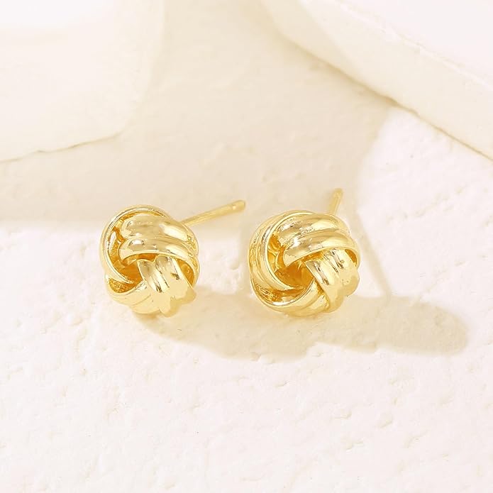 14K Gold Plated Knot Earrings for Women Gold Silver Earrings Heart Link Drop Dangle Earring Chunky Golden Knotted Statement Jewelry